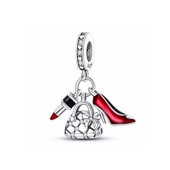 Srebrna zawieszka charms bucik szminka torebka do bransoletki modułowej pr.925