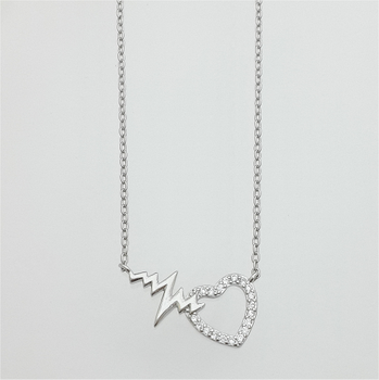 Srebrny naszyjnik linia życia serce wysadzane cyrkoniami pr 0,925