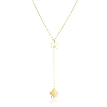 Naszyjnik stal chirurgiczna koniczynki ażurowa i pełna pozłacany 18k złotem