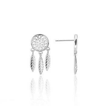 Srebrne kolczyki łapacz snów ażurowa mandala pr 0,925