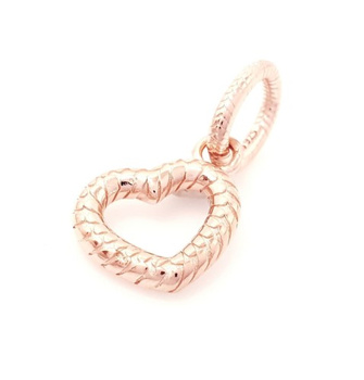 Srebrny charms zawieszka serce ażurowe rzeźbione do bransoletki modułowej różowe pozłocenie pr 0,925