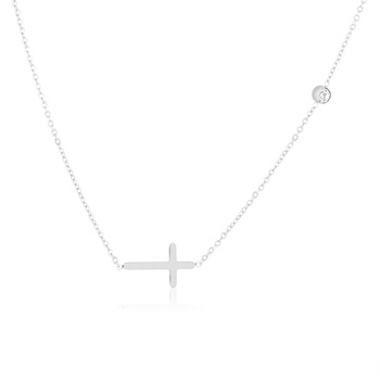 Naszyjnik stal chirurgiczna z krzyżykiem i oczkiem