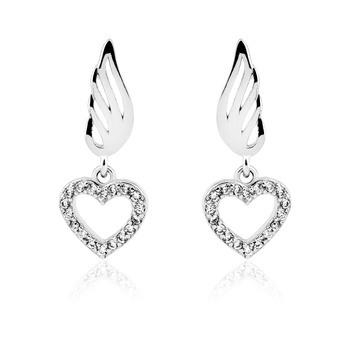 Wyjątkowe srebrne kolczyki serca na skrzydłach
