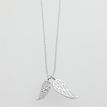 Srebrny naszyjnik z zawieszkami dwa ażurowe skrzydła pr 0,925