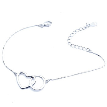 Srebrna bransoletka splecione serce i kółko pr 0,925
