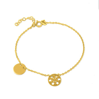 Srebrna bransoletka ze śnieżynką i blaszką