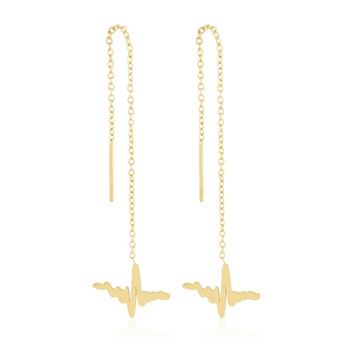 Kolczyki wiszące stal chirurgiczna linia życia pozłacane 18k złotem