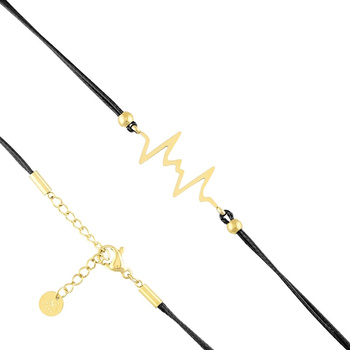 Bransoletka rzemyk stal chirurgiczna linia życia pozłacana 18k złotem