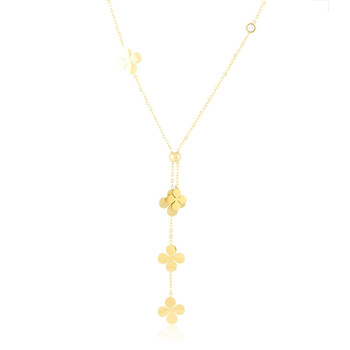 Naszyjnik stal chirurgiczna cztery koniczynki pozłacany 18k złotem