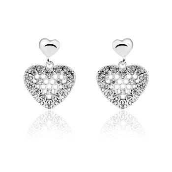 Cudowne srebrne kolczyki ażurowe serca z cyrkoniami