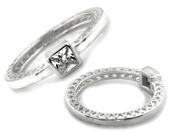 Srebrny pierścionek z kwadratową cyrkonią pr.0,925