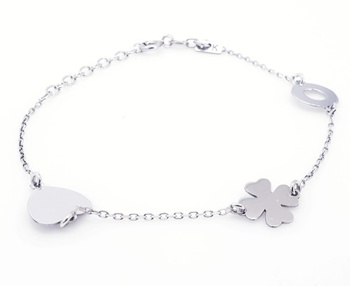 Srebrna bransoletka serce koniczyna kółko ażurowe pr 0,925