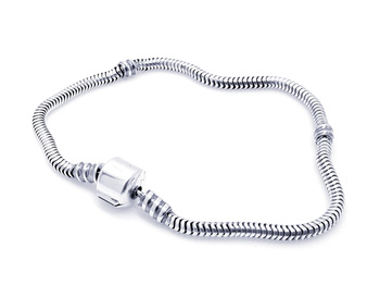 Srebrna bransoletka modułowa oksydowana beczółka gładka pr 0,925 17 cm