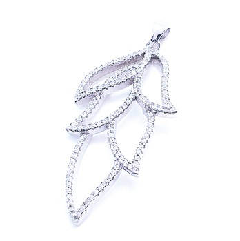 Srebrna zawieszka liść z cyrkoniami pr 0,925