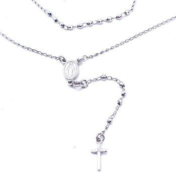 Srebrny naszyjnik różaniec medalik Matka Boska i krzyżyk pr 0,925