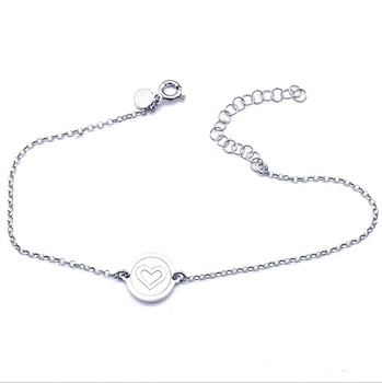 Srebrna bransoletka z medalikiem serce regulowana pr 0,925