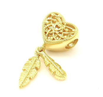 Srebrna charms zawieszka pozlacane serce ażurowe z łapaczem snów pr 0,925