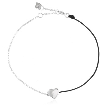 Bransoletka rzemyk i łańcuszek stal chirurgiczna serce