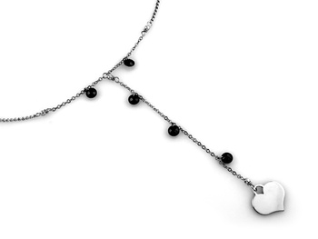 Srebrny naszyjnik serce czarne cyrkonie pr.0,925