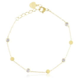 Bransoletka stal chirurgiczna z kamykami pozłacana 18k złotem