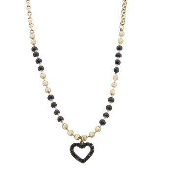 Naszyjnik stal chirurgiczna serduszko i kółeczka pozłacany 18k złotem