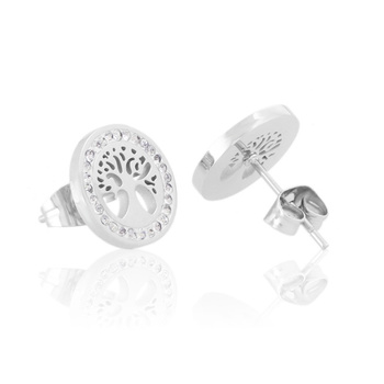 Kolczyki stal chirurgiczna koło i ażurowe drzewko szczęscia