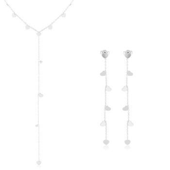 Komplet naszyjnik i kolczyki ze stali chirurgicznej serduszka