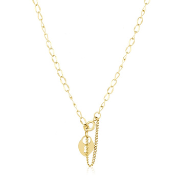 Naszyjnik stal chirurgiczna ażurowa owalna kłódka pozłacany 18k złotem