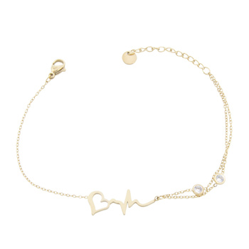 Bransoletka stal chirurgiczna ażurowe serce linia życia pozłacana 18k złotem