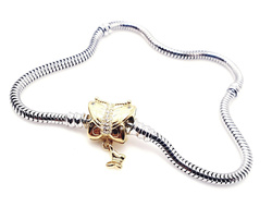 Srebrna bransoletka modułowa oksydowana motyl pozłacany zdobiony pr 0,925 17 cm