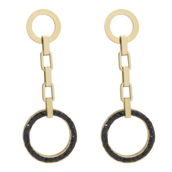 Kolczyki stal chirurgiczna pozłacane kółka wypełnione czarnymi cyrkoniami 18k złotem