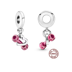 Srebrna zawieszka charms serce, hantelka do bransoletki modułowej pr.925