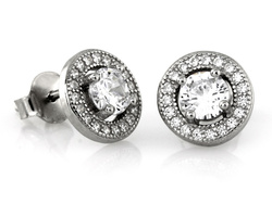 Srebrne kolczyki z dużą i malymi cyrkoniami pr.0,925