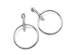 Ekskluzywne srebrne kolczyki koła na uchwycie z cyrkoniami