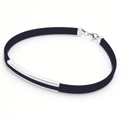 Srebrna bransoletka do grawerowania kauczukowy pasek pr 0,925