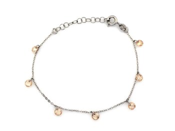 Romantyczna srebrna bransoletka z koniakowymi kryształkami